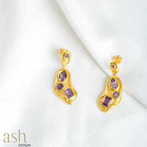 Amethyst Leaf Earrings