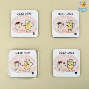 Beer Love Coasters (With Holder) - Set of 4