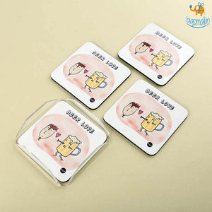 Beer Love Coasters (With Holder) - Set of 4