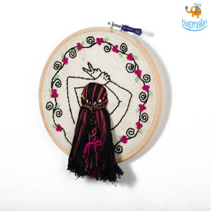 Handmade Boho-Girl Embroidery Hoop Art