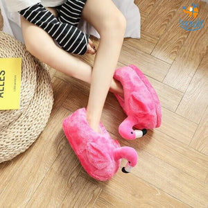 Flamingo Plush Slippers (UK Size 4 - 8)