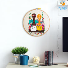 Load image into Gallery viewer, Handmade Friends On A Swing Embroidery Hoop Art
