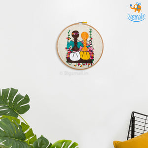 Handmade Friends On A Swing Embroidery Hoop Art