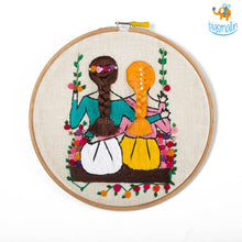 Load image into Gallery viewer, Handmade Friends On A Swing Embroidery Hoop Art
