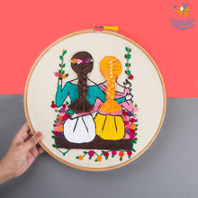 Load image into Gallery viewer, Handmade Friends On A Swing Embroidery Hoop Art
