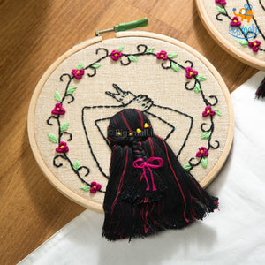 Handmade Boho-Girl Embroidery Hoop Art