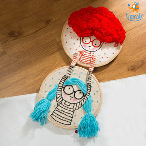 Handmade Friends Hanging Embroidery Hoop Art