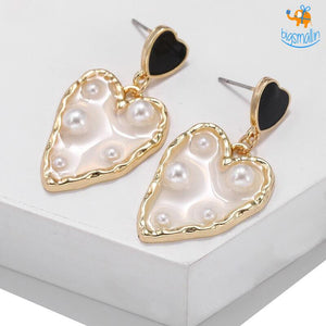 Heart Gold & Pearl Earrings