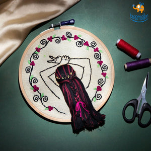 Handmade Boho-Girl Embroidery Hoop Art