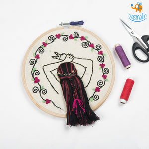 Handmade Boho-Girl Embroidery Hoop Art