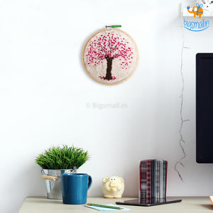 Handmade Cherry Blossom Embroidery Hoop Art