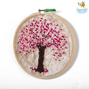 Handmade Cherry Blossom Embroidery Hoop Art