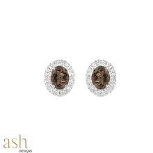 Load image into Gallery viewer, Araliya Smoky Semi Precious Earring Studs
