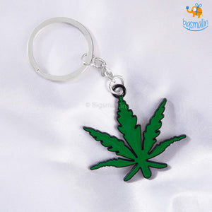 Hemp Leaf Metallic Keychain