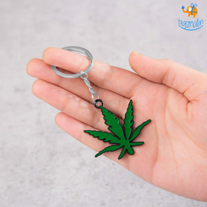 Hemp Leaf Metallic Keychain