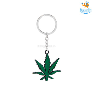 Hemp Leaf Metallic Keychain