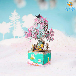 DIY Music Box Wooden Puzzle - Cherry Blossom Tree