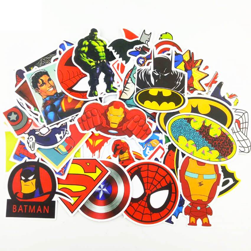 SetProducts Top Stickers ! Lot de 50 Stickers Marvel - Autocollants HD Non  Vulgaires – Bomb, Super Heros, Hulk, Spiderman, Superman, Tortues Ninja 