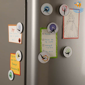 Yoga Asanas Fridge Magnets- Set of 8